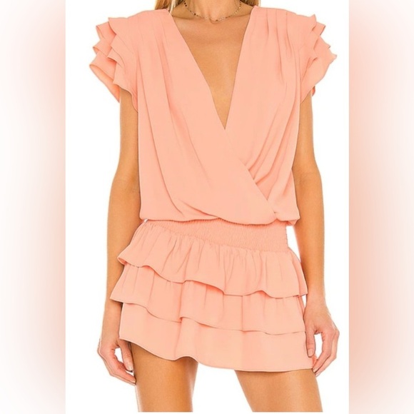 Amanda Uprichard Dresses & Skirts - Amanda Uprichard Diedre Flutter Sleeve Orange Pink Coquette Dress Size Medium